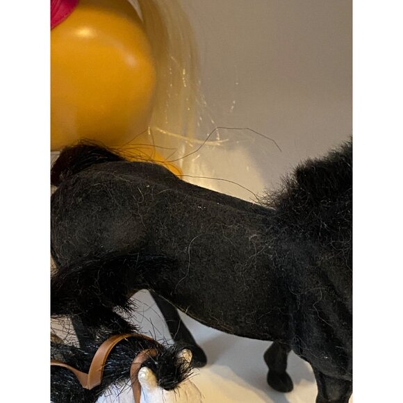 Lot Of Three Toy Horses With Accessories - Black White & Yellow With Pink Saddle - Picture 3 of 9